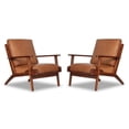thumbnail image 1 of Home Square 2 Piece Mid Century Modern Leather Accent Chair Set in Cognac Tan, 1 of 8