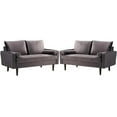thumbnail image 1 of Home Square 2 Piece Mid-Century Velvet Living Room Loveseat Set in Gray, 1 of 8