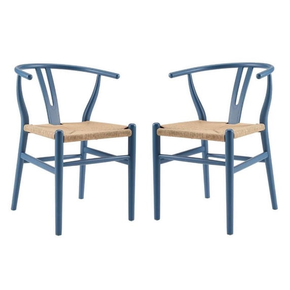 Home Square 2 Piece Mid Century Wooden Dining Side Chair Set in Harbor