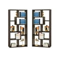 thumbnail image 1 of Home Square 2 Piece Modern Asymmetrical Bookcase Set in Cappuccino, 1 of 3