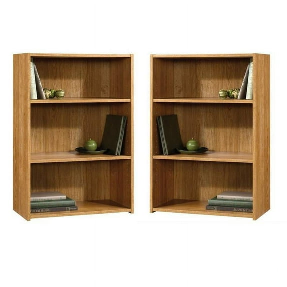 Home Square 2 Piece Modern Engineered Wood Bookcase Set in Highland Oak