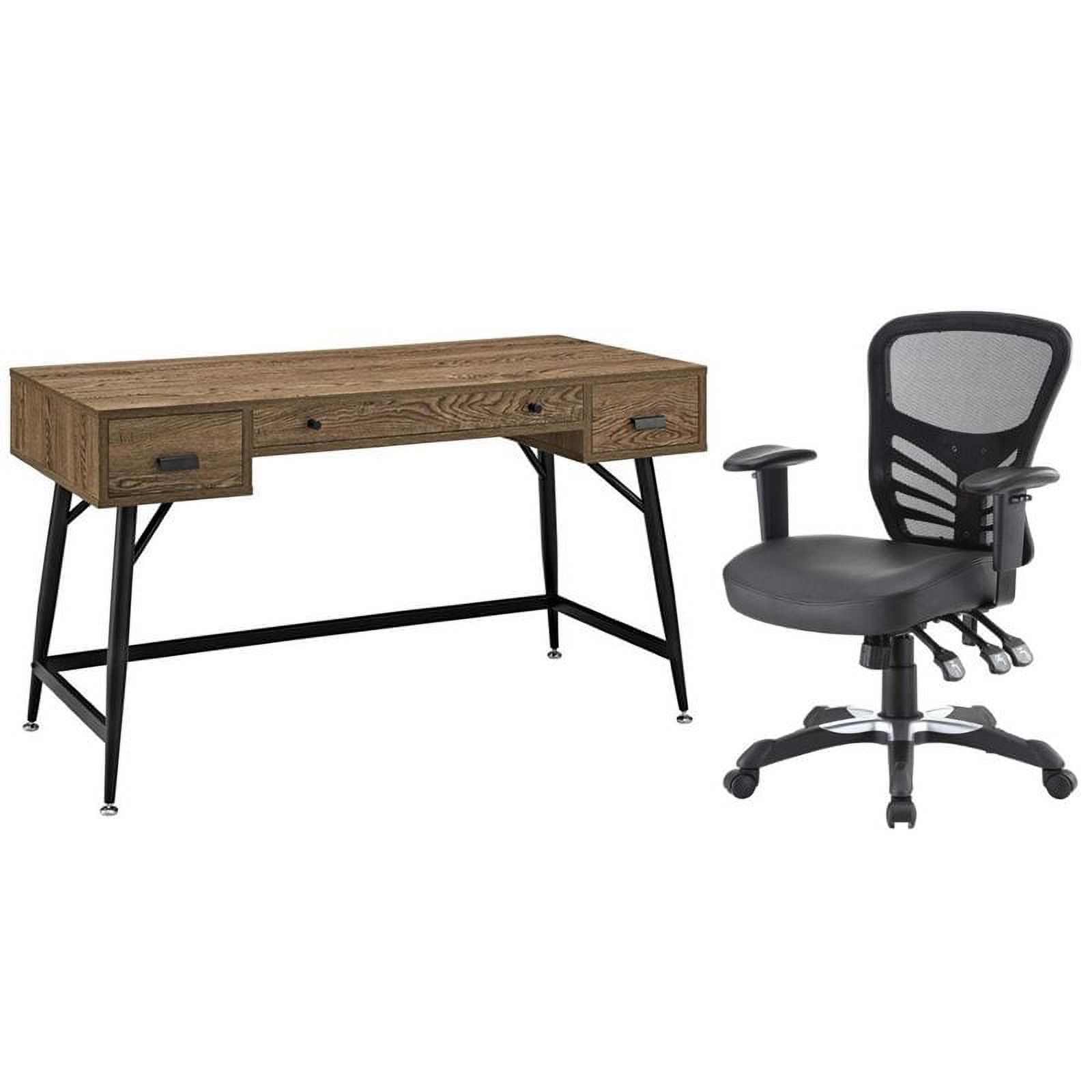 Home Square 2 Piece Office Set with Distressed Rustic Desk and Office