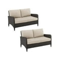 thumbnail image 1 of Home Square 2 Piece Outdoor Wicker Polyester Loveseat Set in Beige, 1 of 11