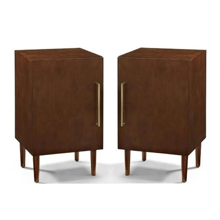 Home Square 2 Piece Record Player Stand Set in Mahogany
