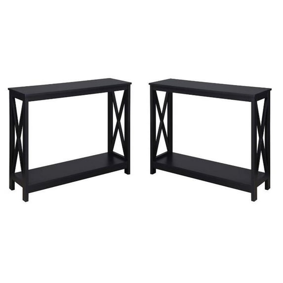 Home Square 2 Piece Rectangular Console Table Set in Black