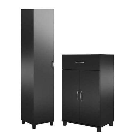 Home Square 2-Piece Set with 16" Utility Cabinet 24" 2 Door Base Storage Cabinet