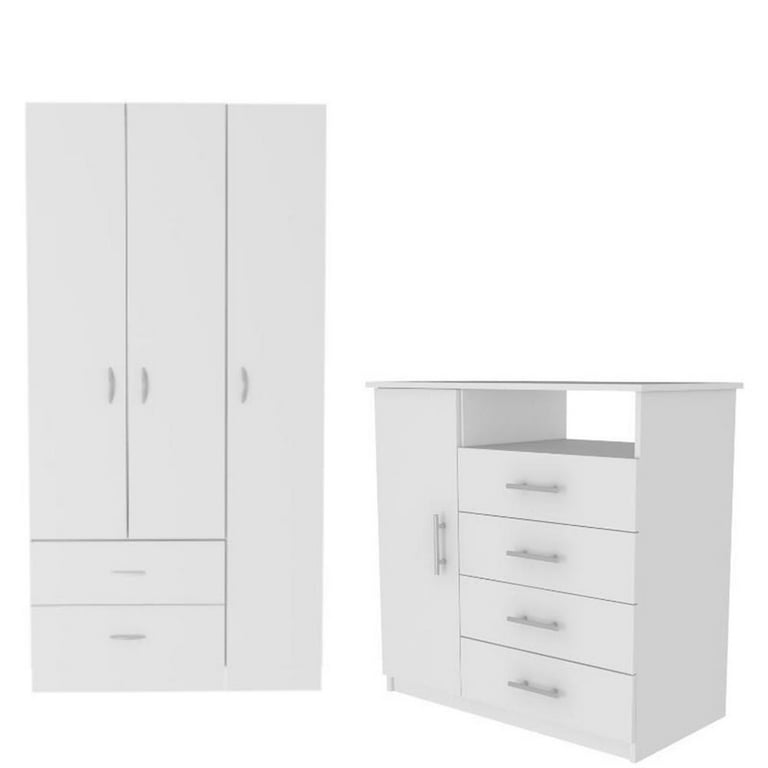 Home Square 2 Piece Modern Wood Bedroom Set White