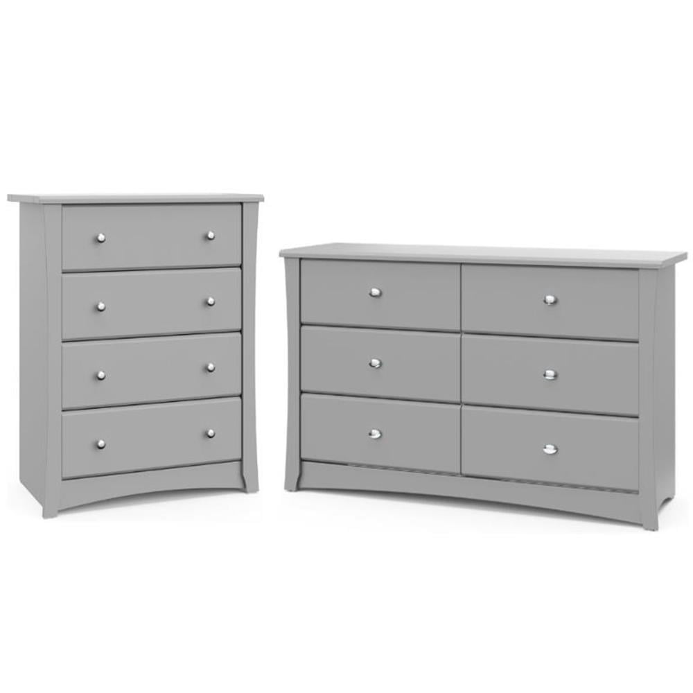 Home Square Wooden 2-Piece Set: 4-Drawer Chest & 6-Drawer Dresser in Pebble  Gray - Walmart.com