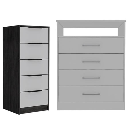 Home Square 2-Piece Set with 4-Drawer Dresser and 5 Drawers Dresser