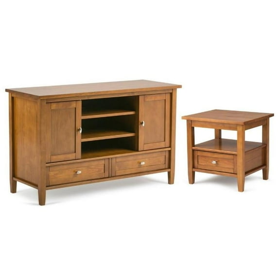 Home Square 2-Piece Set with 47" TV Media Stand up to 50" & 20" End Side Table