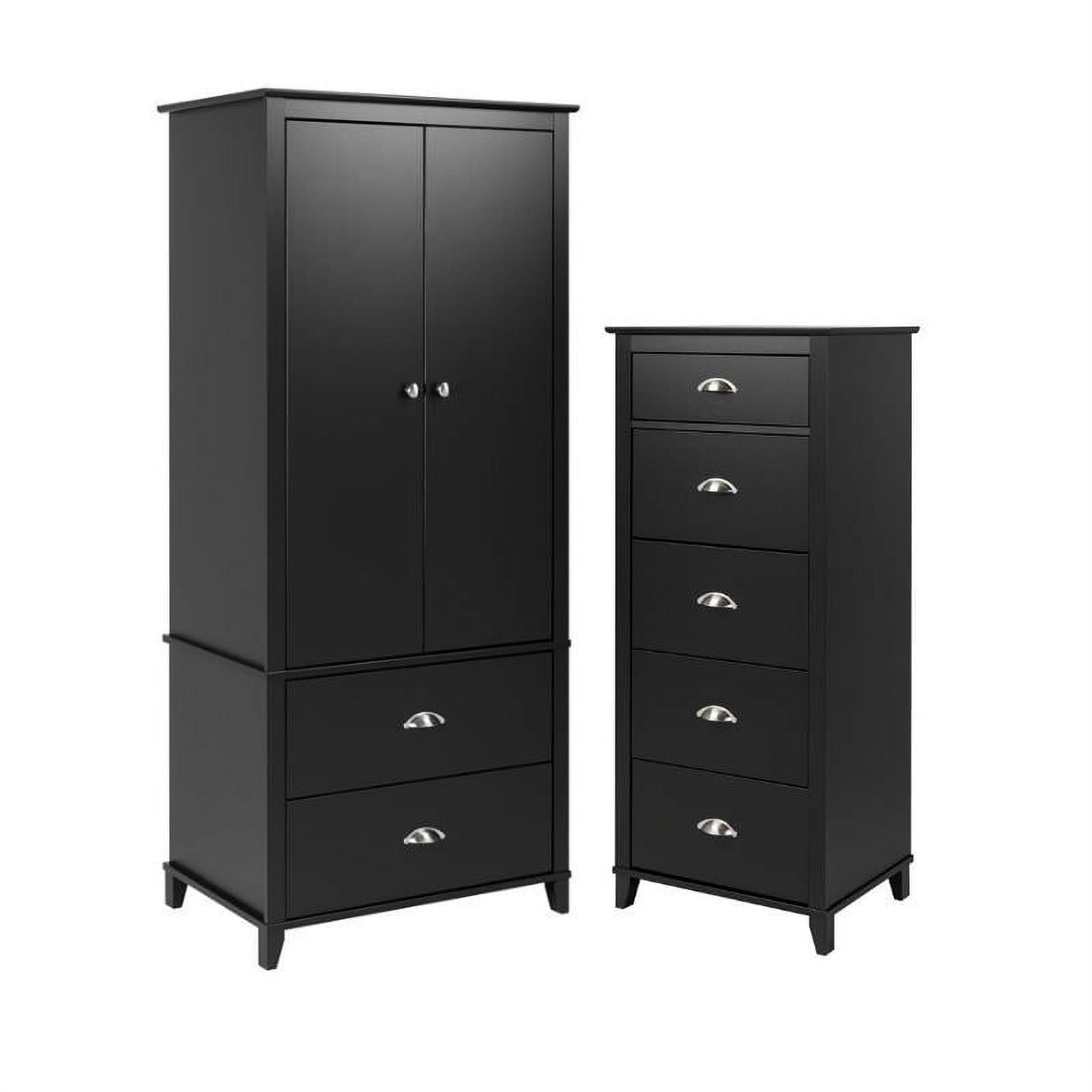 Home Square 2-Piece Set with 5-Drawer Lingerie Chest & Wardrobe Armoire in  Black - Walmart.com