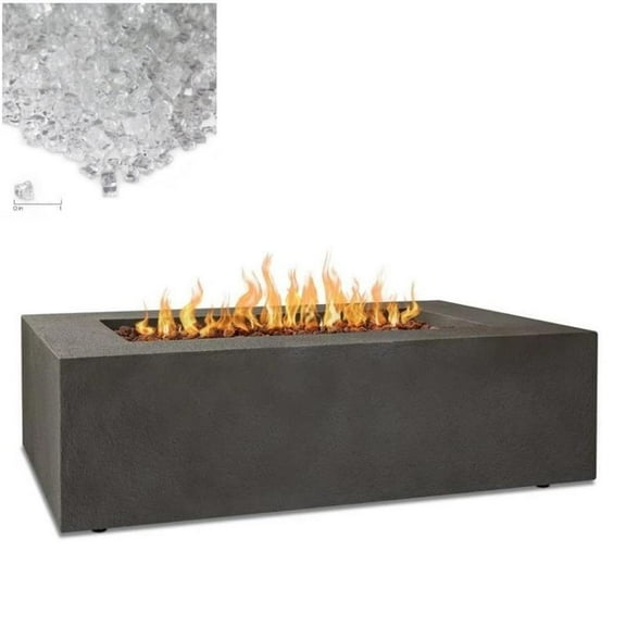 Home Square 2-Piece Set with 50.5" x 32.5" Propane Fire Table & Fire Glass