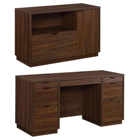 Home Square 2-Piece Set with 60" Credenza Desk & Filing Cabinet Credenza