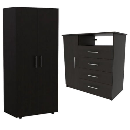 Home Square 2-Piece Set with 70" 2 Door Armoire & 4 Drawer Dresser