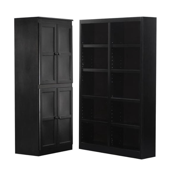 Home Square 2-Piece Set with 72" Storage Cabinet & 72" Tall Double Wide Bookcase