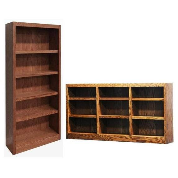 Home Square 2-Piece Set with 72" Tall 5-Shelf Bookcase Tall Triple Wide Bookcase