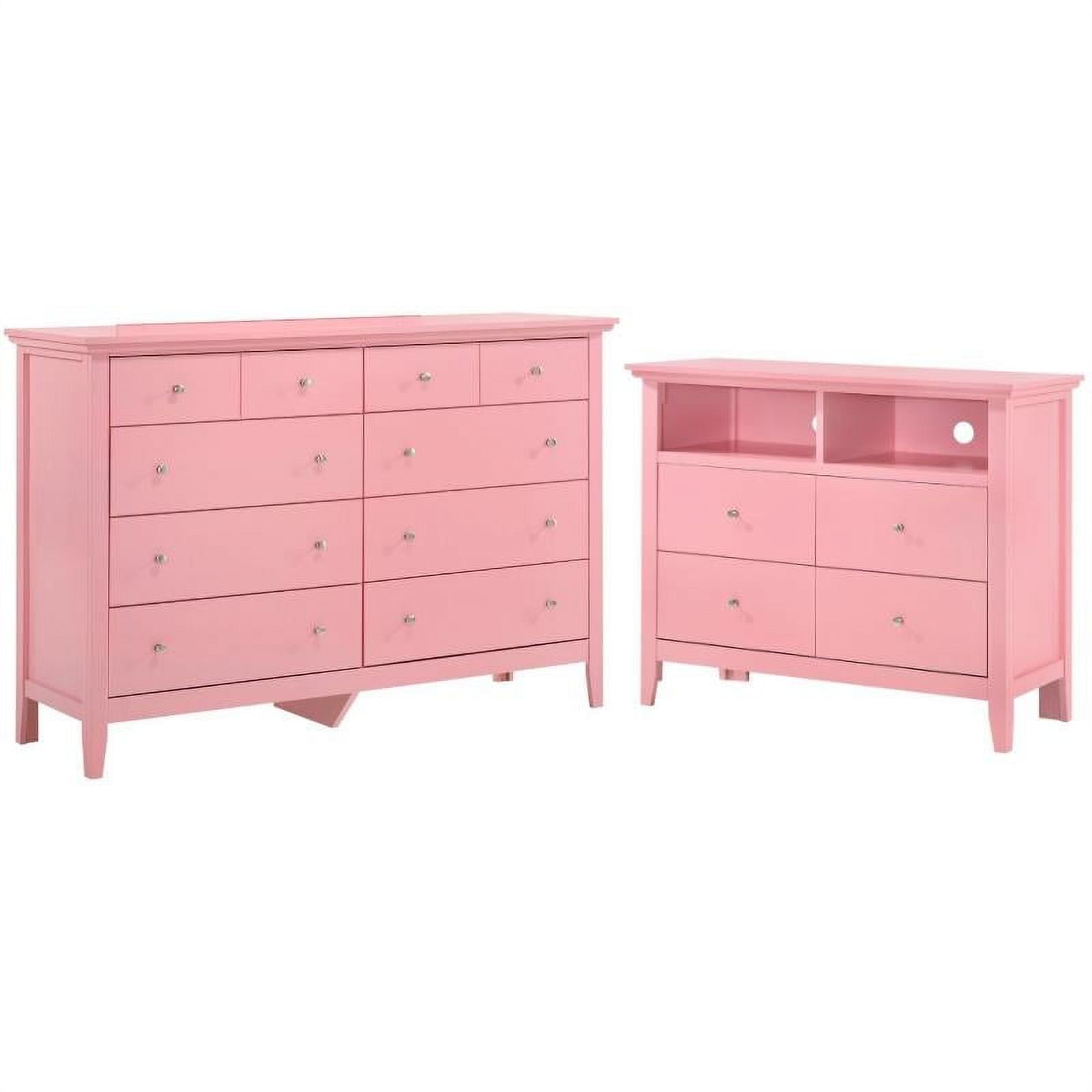 Home Square 2Piece Set with 8Drawer Dresser and 4Drawer TV Stand in