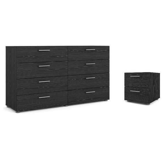 Home Square 2-Piece Scandinavian Engineered Wood Black Woodgrain