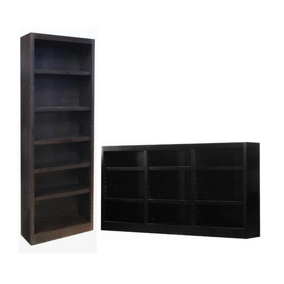 Home Square 2-Piece Set with 84" Tall Bookcase & 36" Tall Triple Wide Bookcase