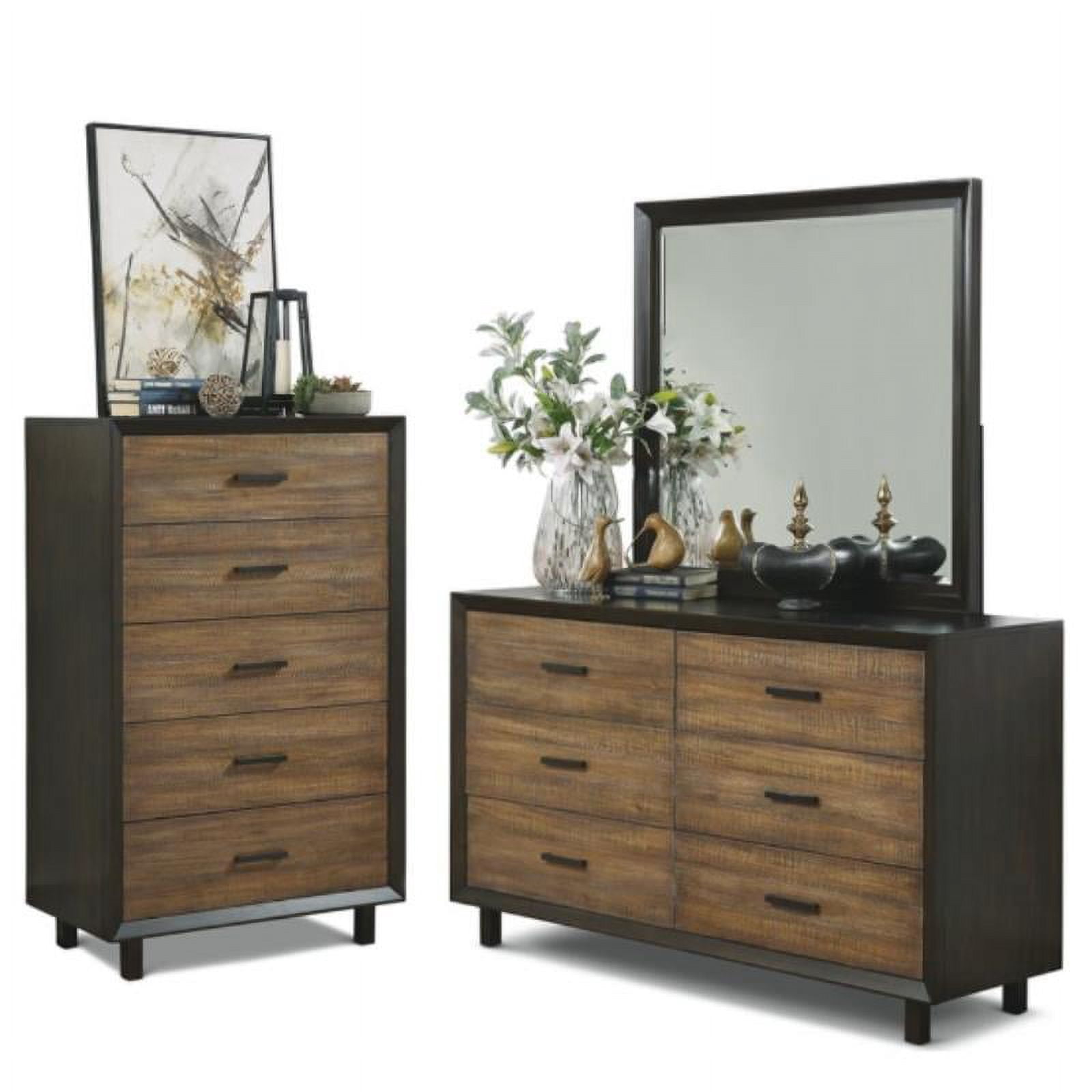 Home Square 2-Piece Set with Acacia Hardwood Drawer Chest and Dresser ...