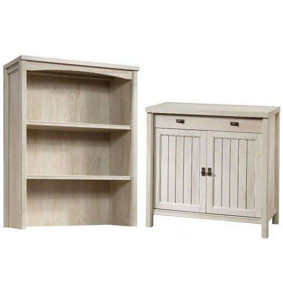 Home Square 2-Piece Set with Accent Chest & Library Hutch in Chalked Chestnut
