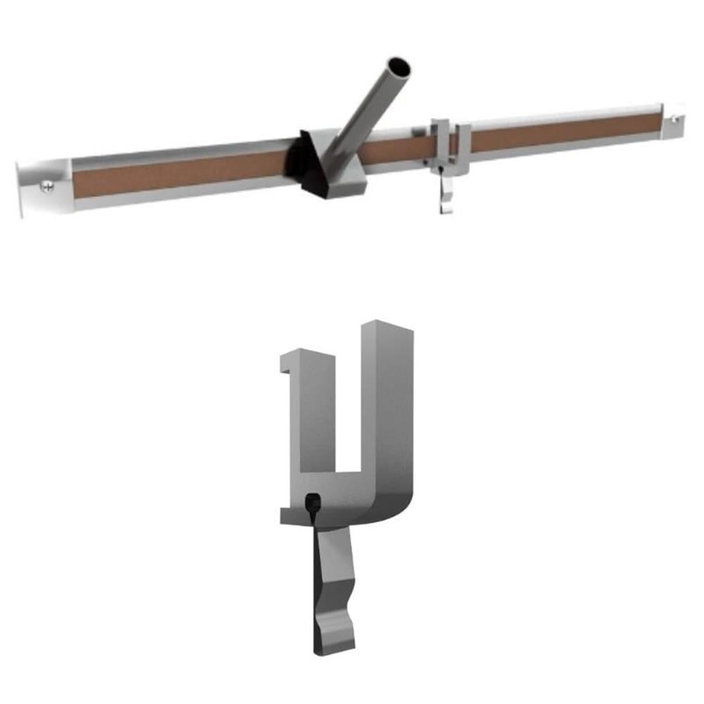 Satin Aluminum Maprail with Cork Insert and Hook Set