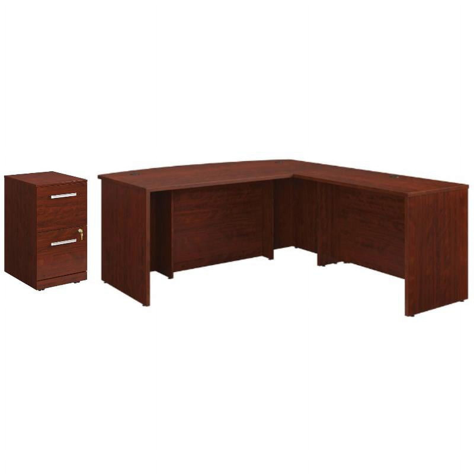 Classic Cherry L-Shaped Executive Desk with Mobile File Cabinet
