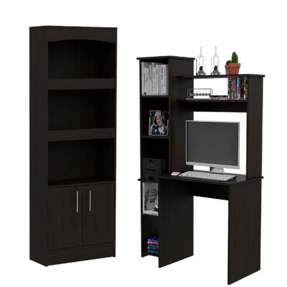 Home Square 2-Piece Set with Cabinet Bookcase and Home Office Desk