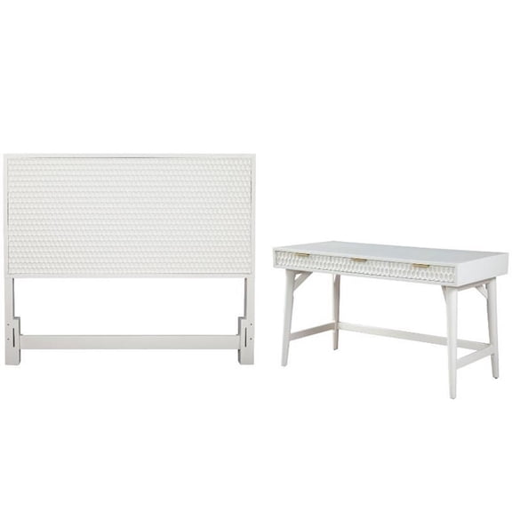 Home Square 2-Piece Set with California King Headboard & Large Wood Desk