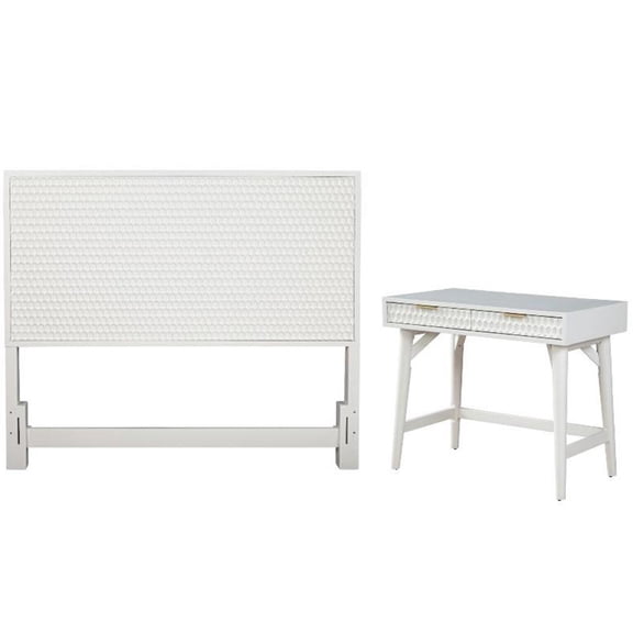 Home Square 2-Piece Set with California King Headboard & Mini Wood Desk