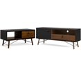 thumbnail image 1 of Home Square 2 Piece Set with Coffee Table and TV Stand in Black Matte/Walnut, 1 of 21