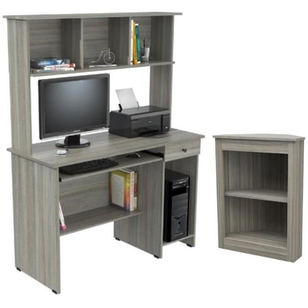 Home Square 2-Piece Set with Computer Desk Hutch & 2 Shelf Bookcase