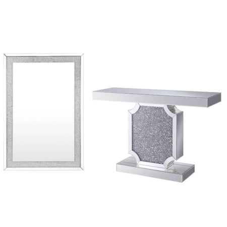 Home Square 2-Piece Set with Console Table & Wall Decor in Mirrored