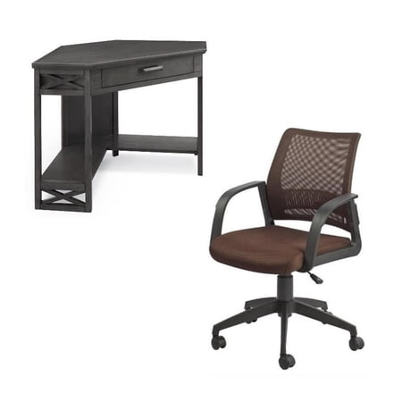 Home Square 2-Piece Set with Corner Computer/Writing Desk and Office Chair