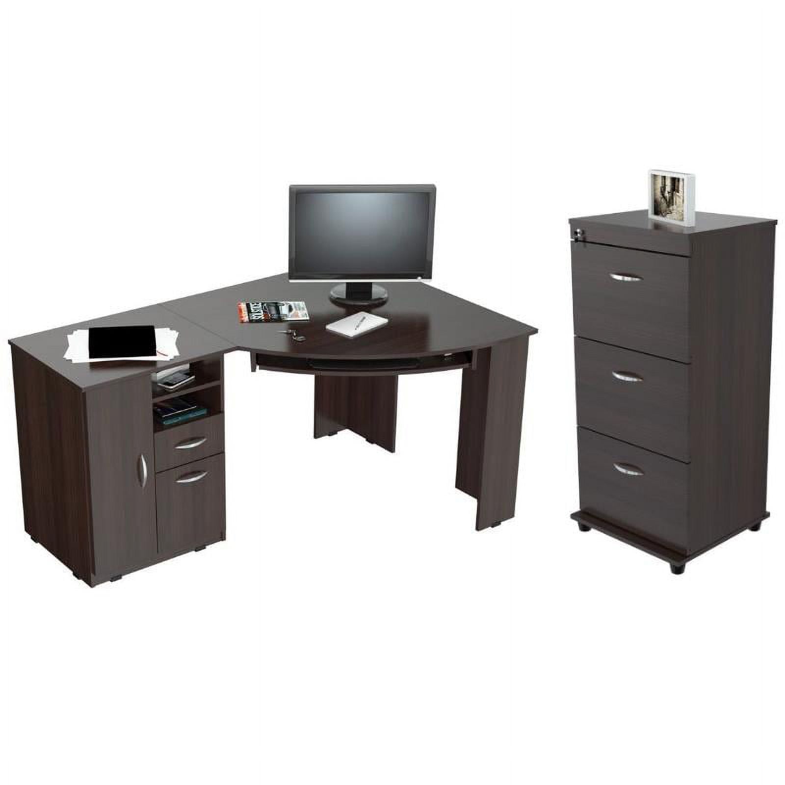Home Square 2Piece Set with Corner Writing Desk & 3Drawer File