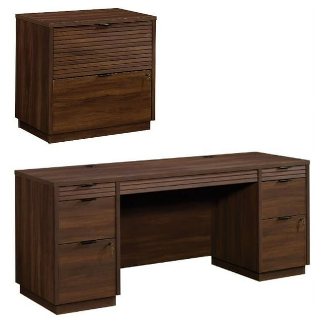 Home Square 2-Piece Set with Credenza Desk & 2-Drawer Lateral File Cabinet