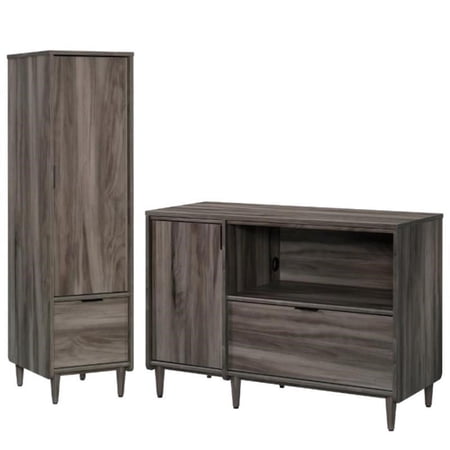Home Square 2-Piece Set with Credenza For TVs Upto 46" & Narrow Storage Cabinet