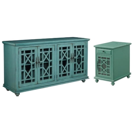Home Square 2-Piece Set with Elegant Chairside Table & Jules 63" TV Stand