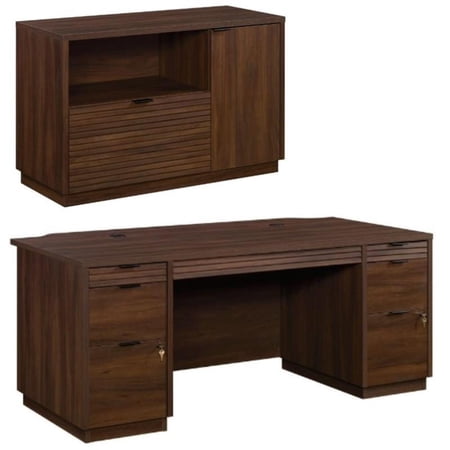 Home Square 2-Piece Set with Excutive Desk & Small Filing Cabinet Credenza