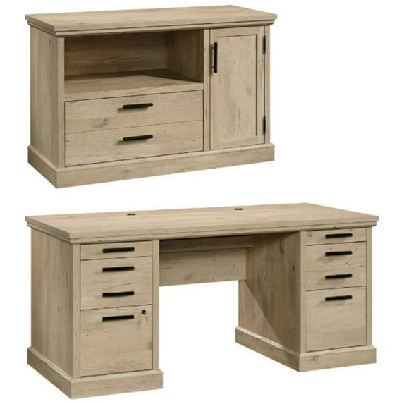 Home Square 2-Piece Set with Executive Desk & Filing Cabinet with Storage