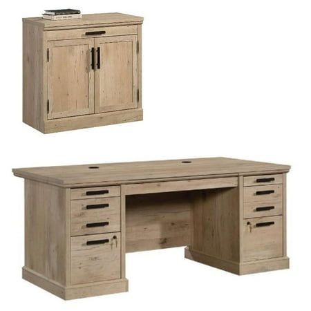 Home Square 2-Piece Set with Executive Desk & Utility Stand Library Base