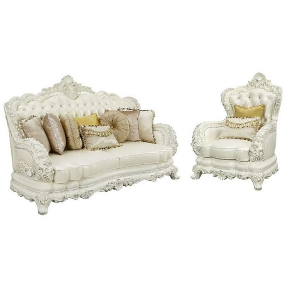 Home Square 2-Piece Set with Faux Leather Chair & Faux Leather Sofa