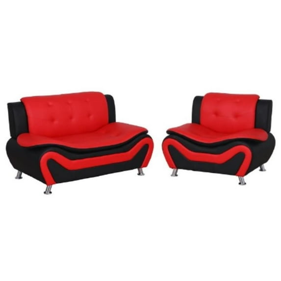 Home Square 2-Piece Set with Faux Leather Loveseat and Club Chair