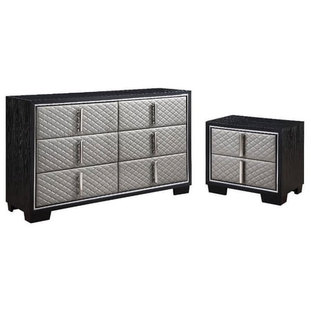 Home Square 2-Piece Set with Faux Leather Nightstand & Dresser
