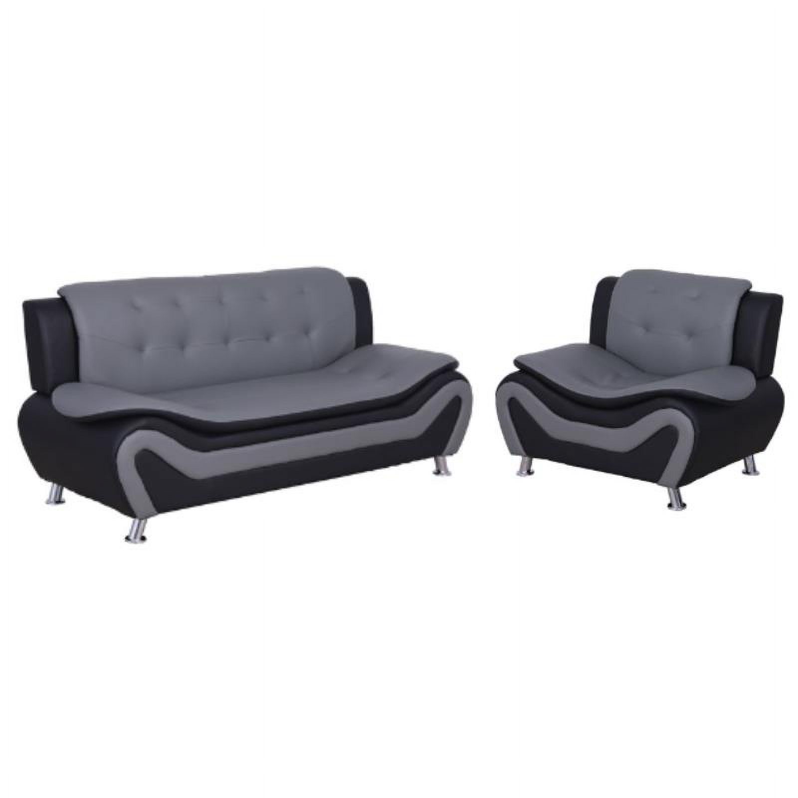 Home Square 2Piece Set with Faux Leather Sofa and Club Chair in Black