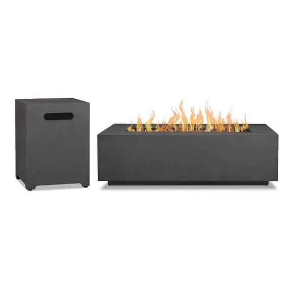 Home Square 2-Piece Set with Fire Table with Conversion Kit & Tank Cover