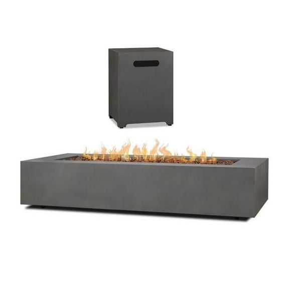 Home Square 2-Piece Set with Fire Table with Gas Conversion Kit & Tank Cover