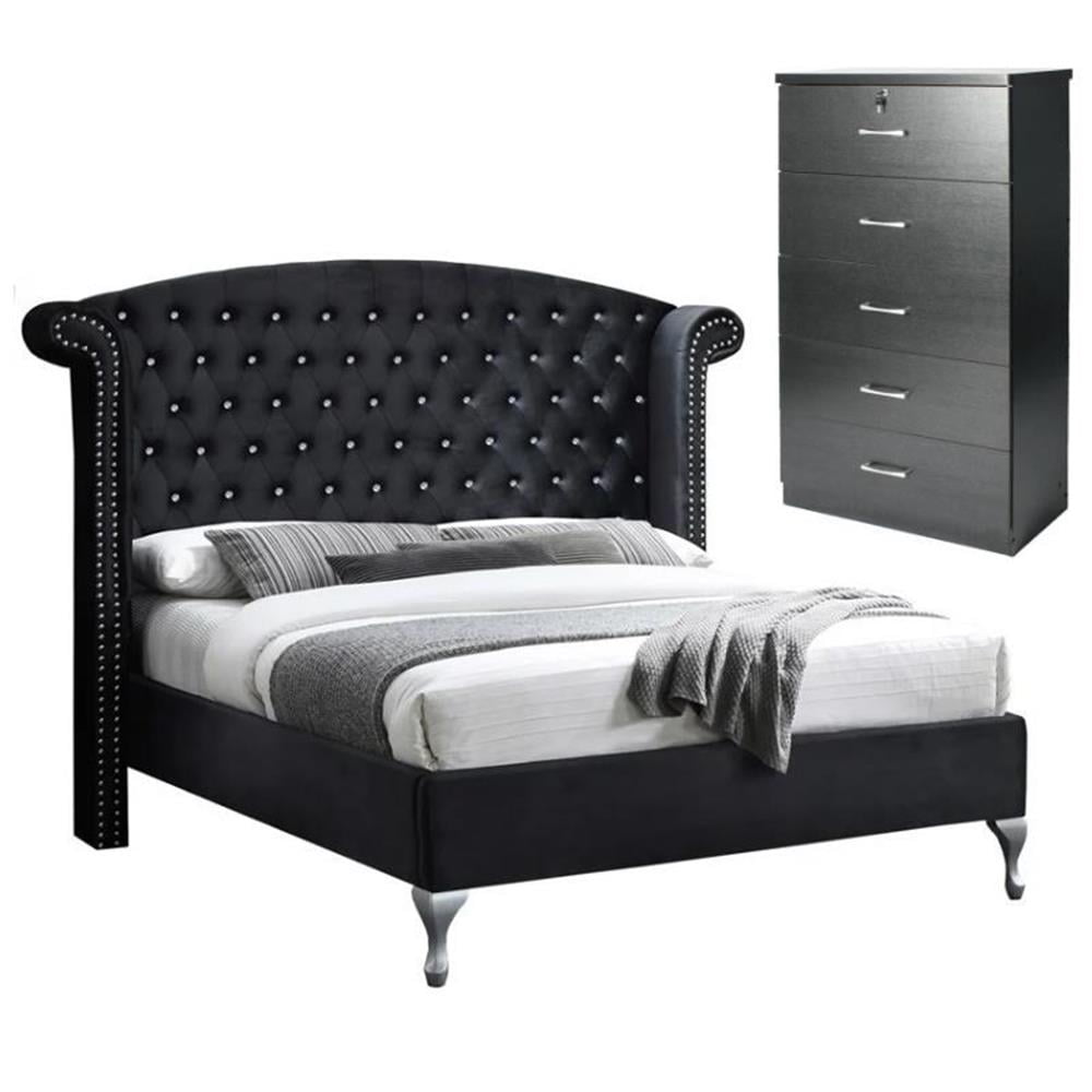 Home Square 2-Piece Set with Full Bed and Chest Bedroom Dresser in ...