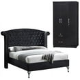 thumbnail image 1 of Home Square 2-Piece Set with Full Bed and Wardrobe Armoire Closet in Black, 1 of 13