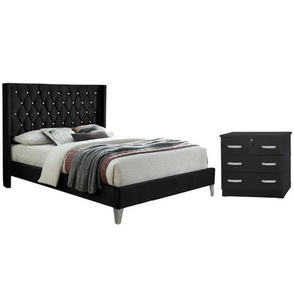 Home Square 2-Piece Set with Full Platform Bed & 3-Drawer Chest Bedroom Dresser